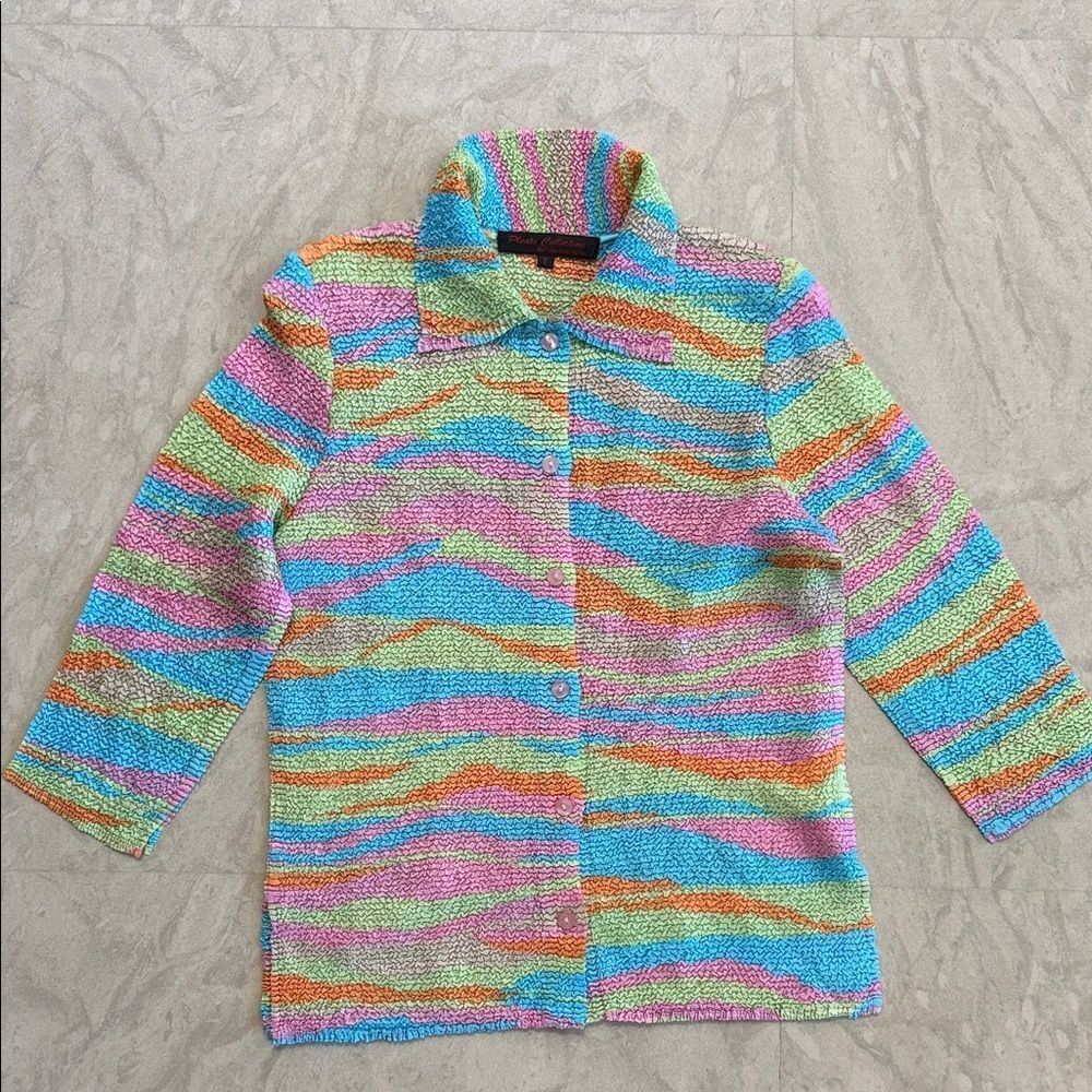 Vintage pleats Colorful Button-Up Jacket S